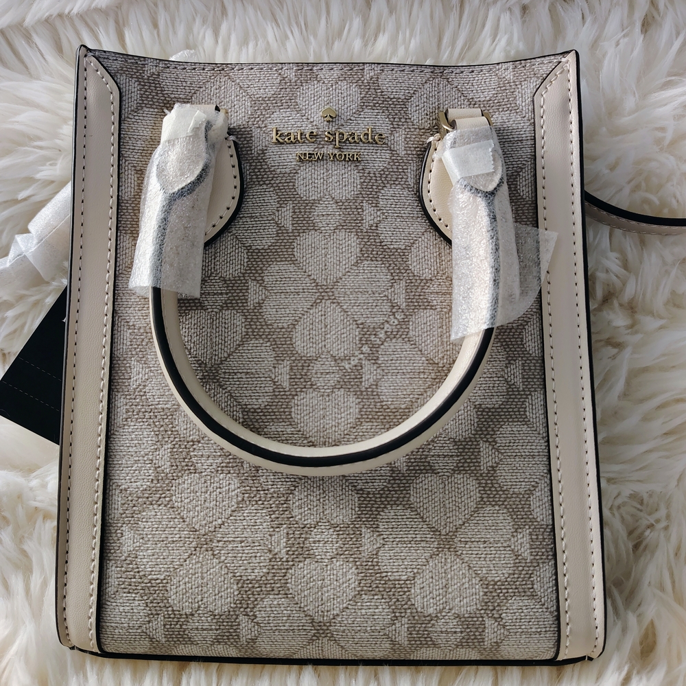 🤩Kate Spade Dark Beige and Cream Signature Spade Flower Mini Tote NWT🤩 - Picture 3 of 17